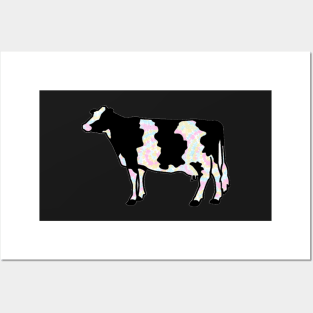 Rainbow Tie Dye Dairy Cow Silhouette  - NOT FOR RESALE WITHOUT PERMISSION Posters and Art